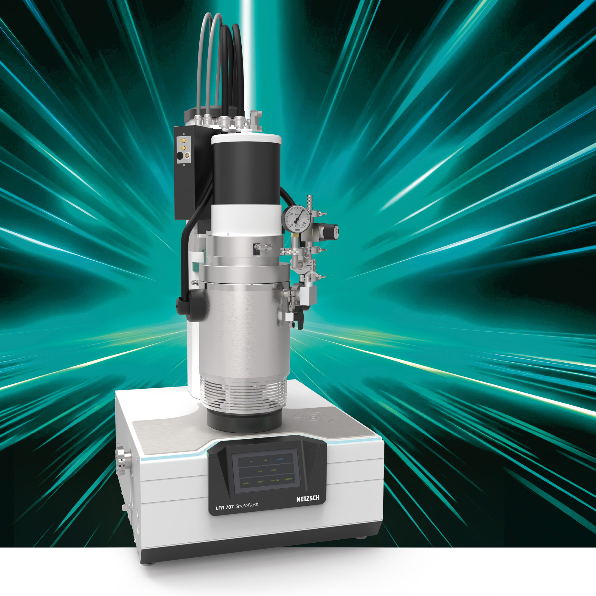 NETZSCH LFA 707 StratoFlash Classic Laser-Flash-Analysegerät für präzise Temperaturleitfähigkeitsmessung bis 1600 °C.