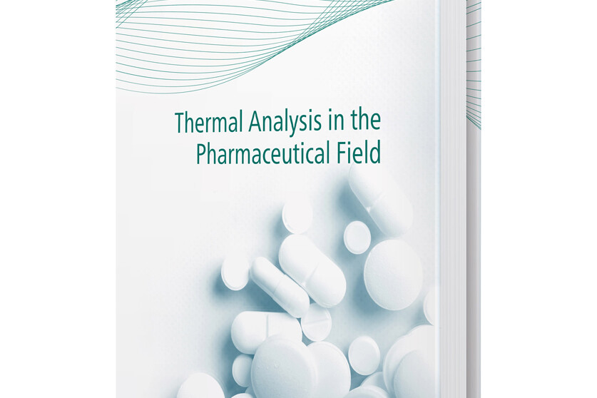Thermal Analysis in the Pharmaceutical Field book cover with white pills, centrado en la estabilidad y caracterización de fármacos.
