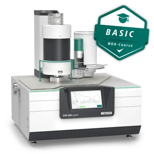 STA 509 Jupiter Supreme instrumento de análise térmica com tela sensível ao toque, com design verde e branco, para testes precisos.