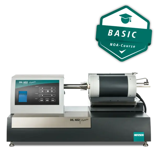 DIL 402 Expedis Select instrument for thermal expansion analysis with user interface, marked as a basic course tool.