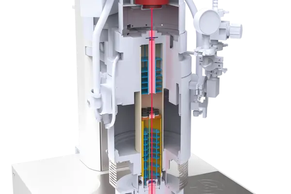 Cutaway view of the NETZSCH LFA 707 StratoFlash Classic laser flash analyzer showing internal components for precise thermal diffusivity measurements.