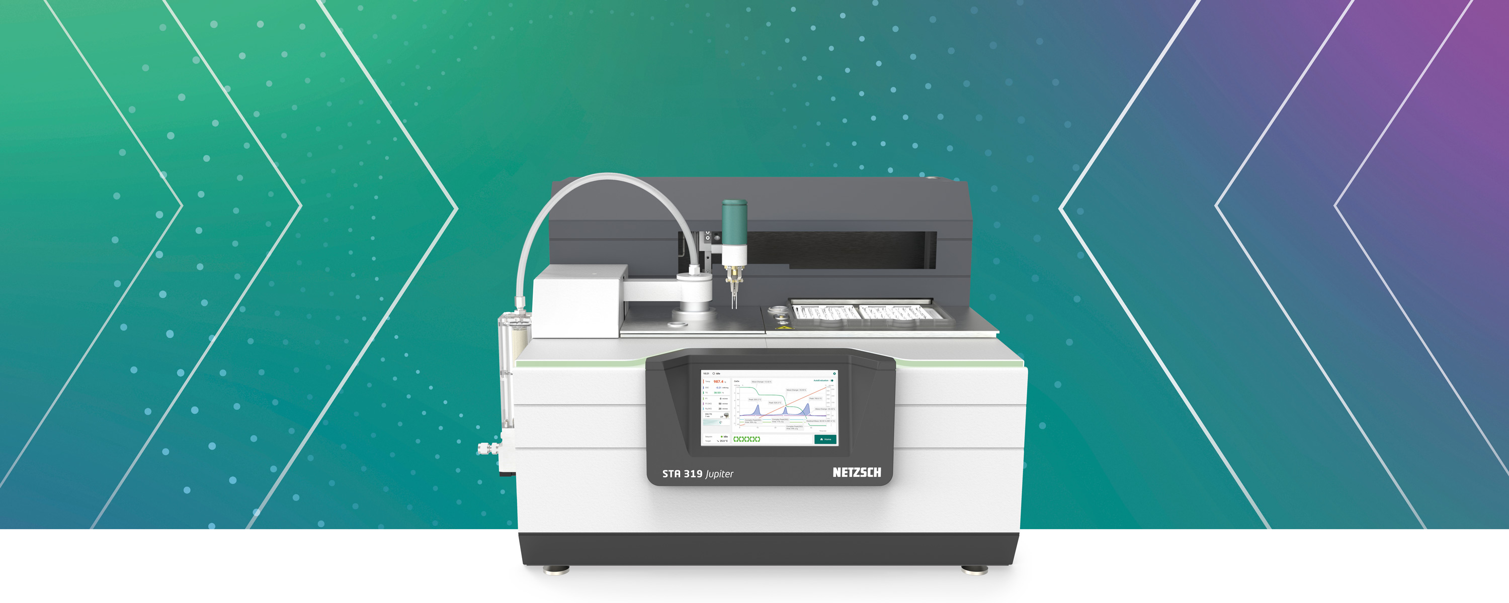 NETZSCH STA 319 Jupiter thermal analyzer for precise DSC/TGA analysis with a water-cooled ceramic furnace and advanced microbalance.